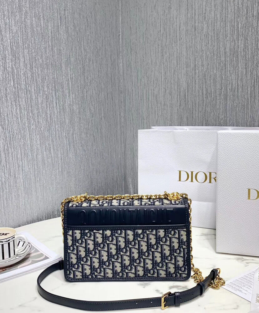 Christian Dior 30 Montaigne Bag with Chain Dark Blue